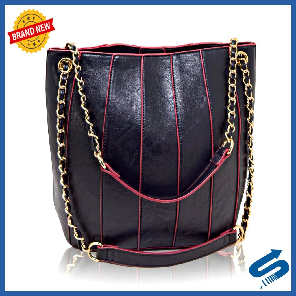 Small Vegan Leather Bucket Bag With Adjustable Chain Strap